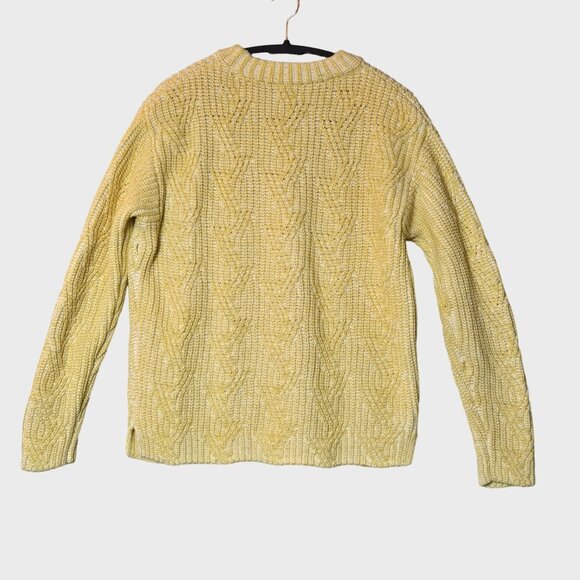 Caslon Rib Cable Knit Mock Neck Sweater S Yellow Vibrant Heritage Fall Pullover - Picture 4 of 10
